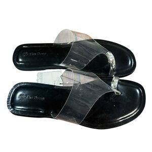 THE DROP Women's Camilla Wide Thong clear sandal size 8.5